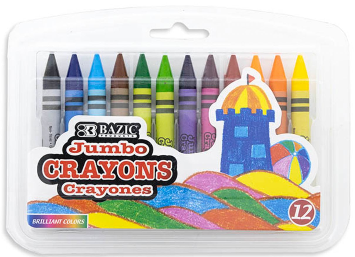 12 Color Premium Jumbo Crayons (24/cs)