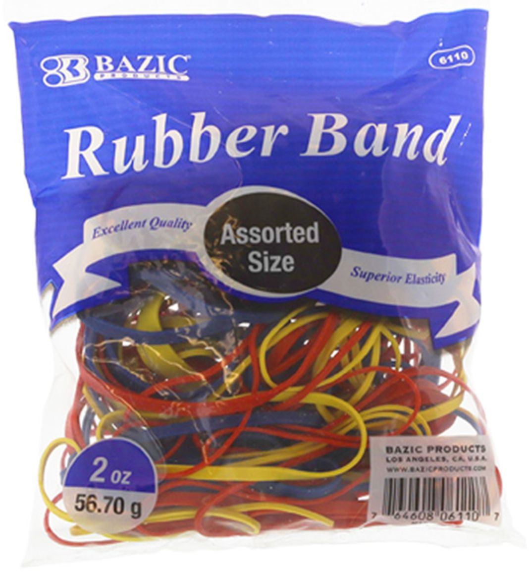 2 Oz./ 56.70 g Assorted Sizes and Colors Rubber Bands (36/cs)