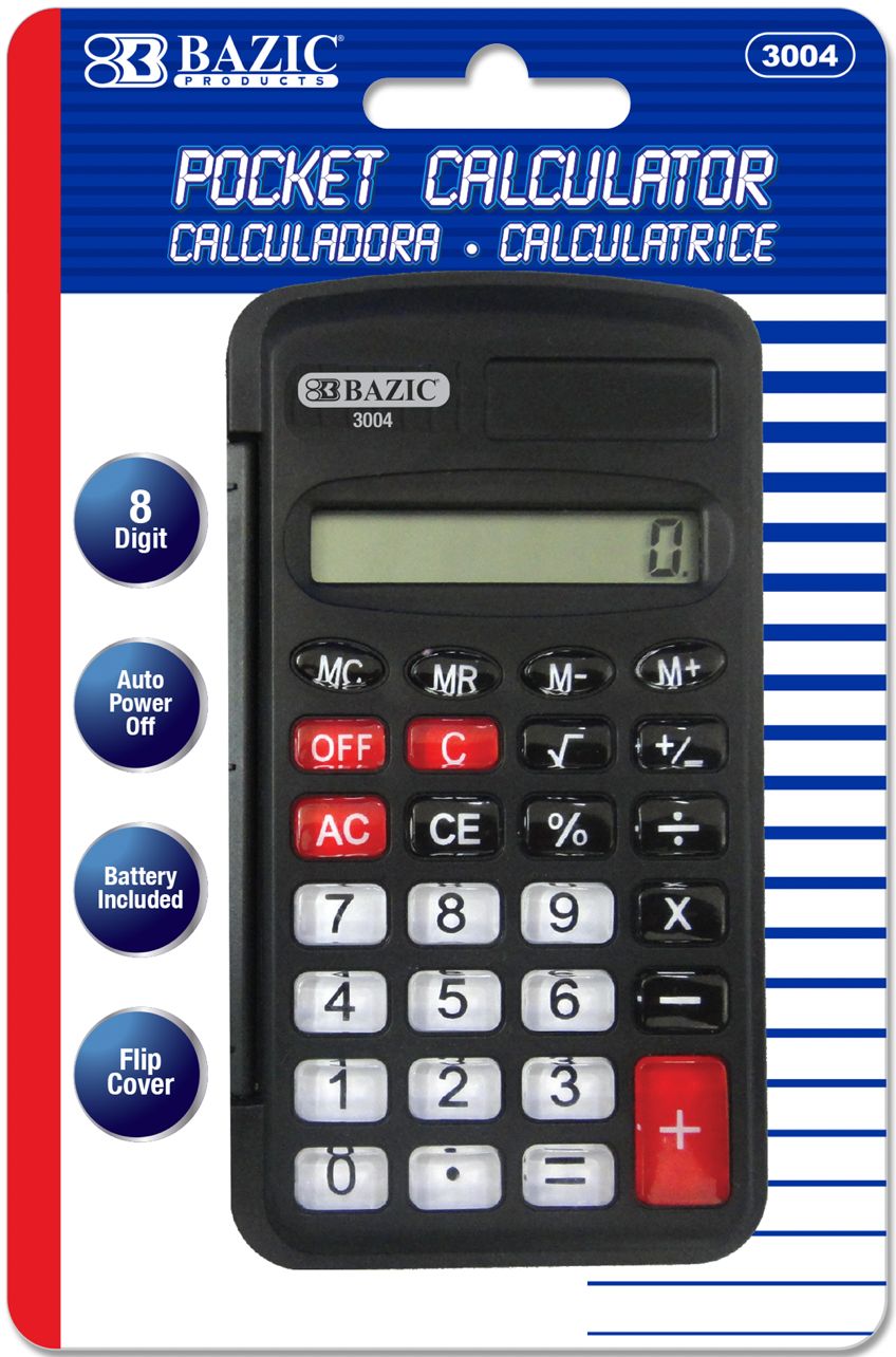 8-Digit Pocket Size Calculator w/ Flip Cover (24/cs)