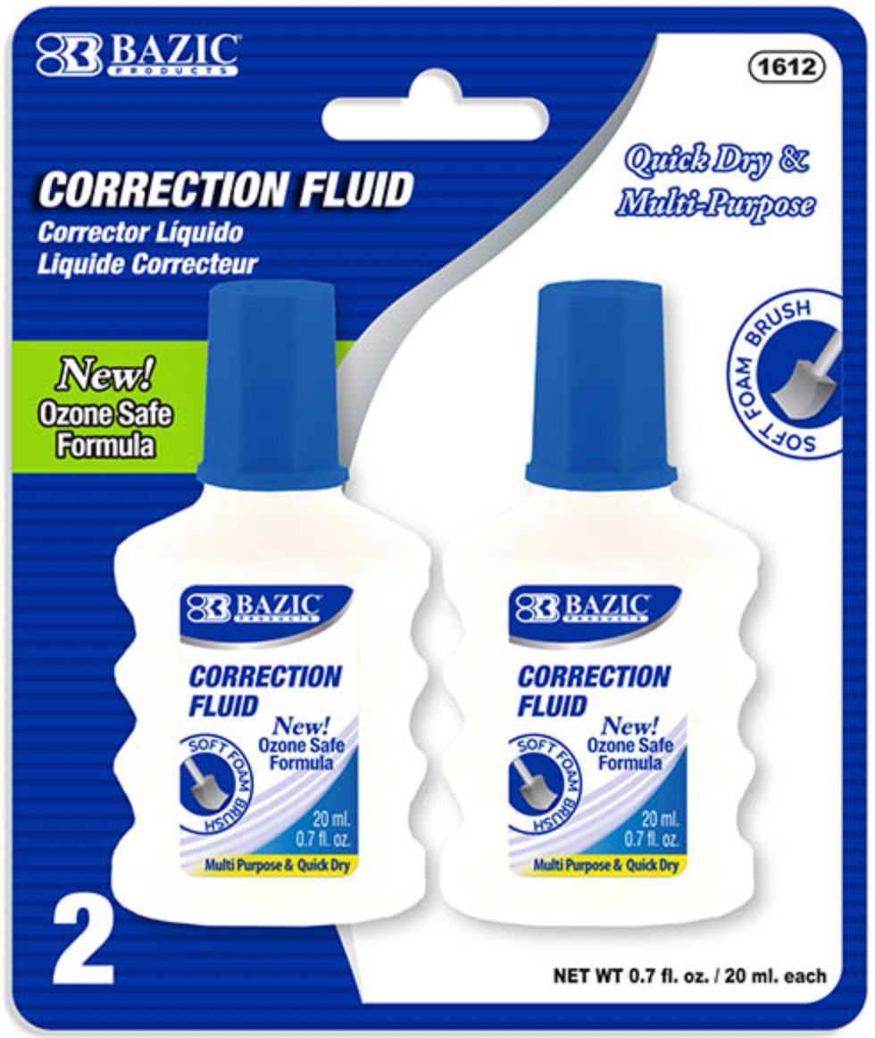 0.7 FL OZ (20 mL) Correction Fluid w/ Foam Brush 2/Pk (24/cs)