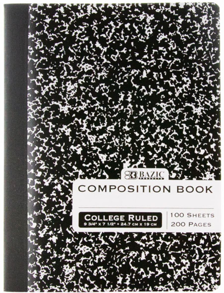 100 Ct. Black Marble Composition Book (48/cs)