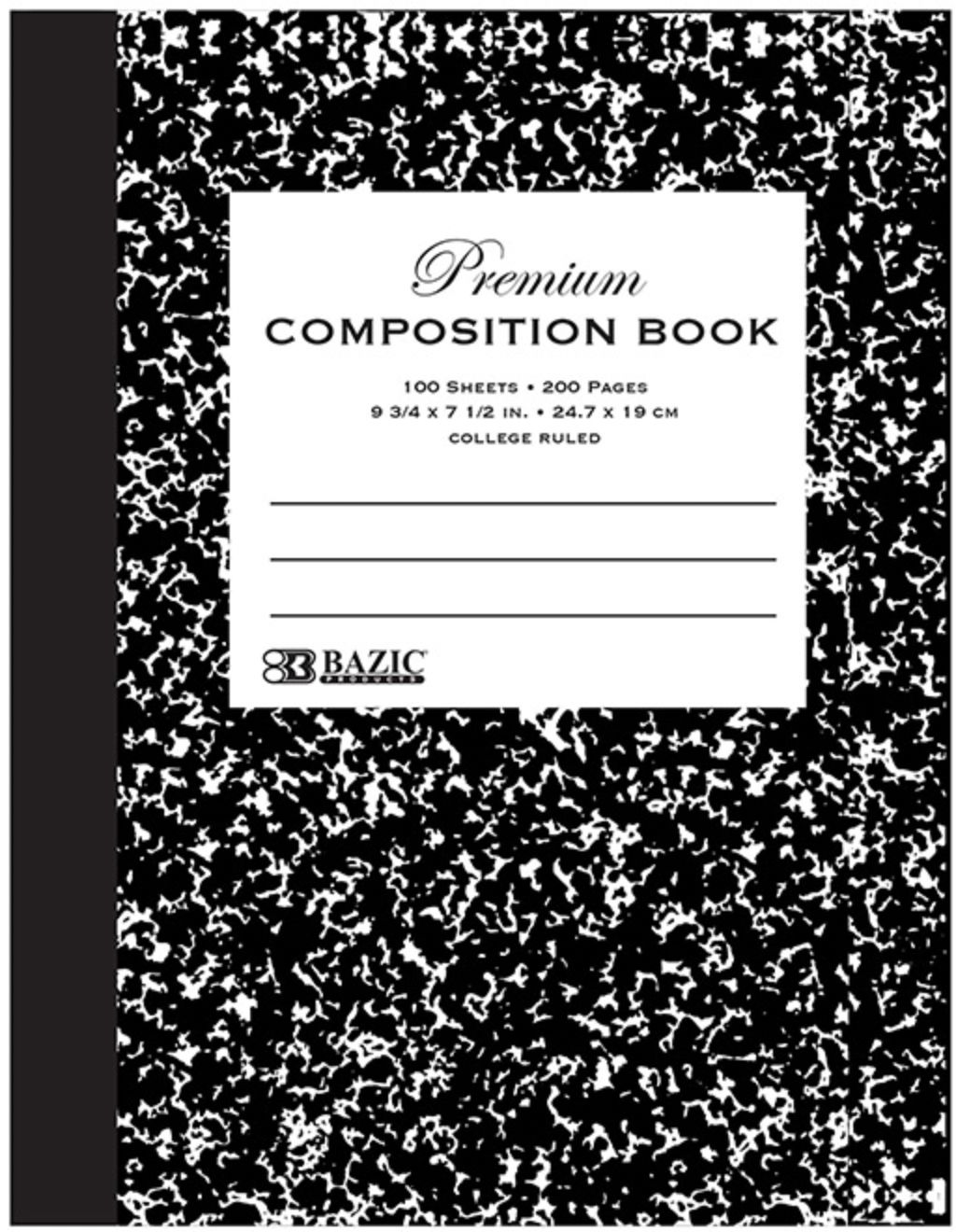 100 Ct. Premium Black Marble Composition Book (48/cs)