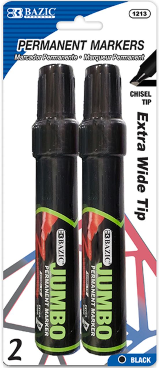 8 mm Jumbo Chisel Tip Permanent Markers 2/Pack (24/cs)