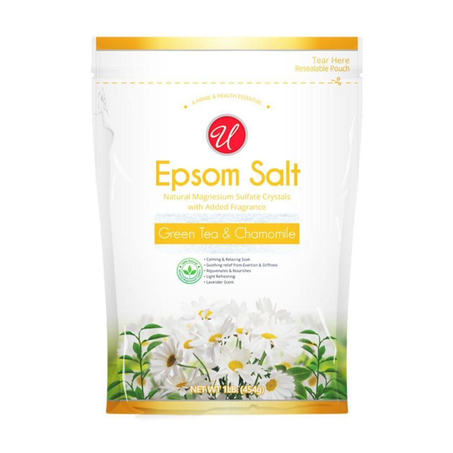 1Lb Epsom Salt Green Tea &amp; Chamomile (12/cs)