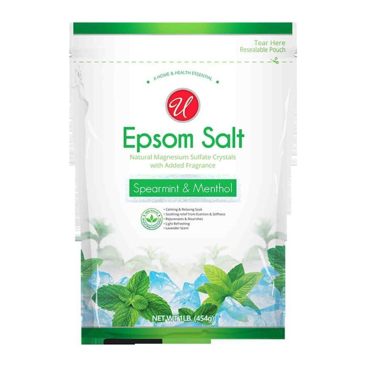 1Lb Epsom Salt Spearmint &amp; Menthol Bag (12/cs)
