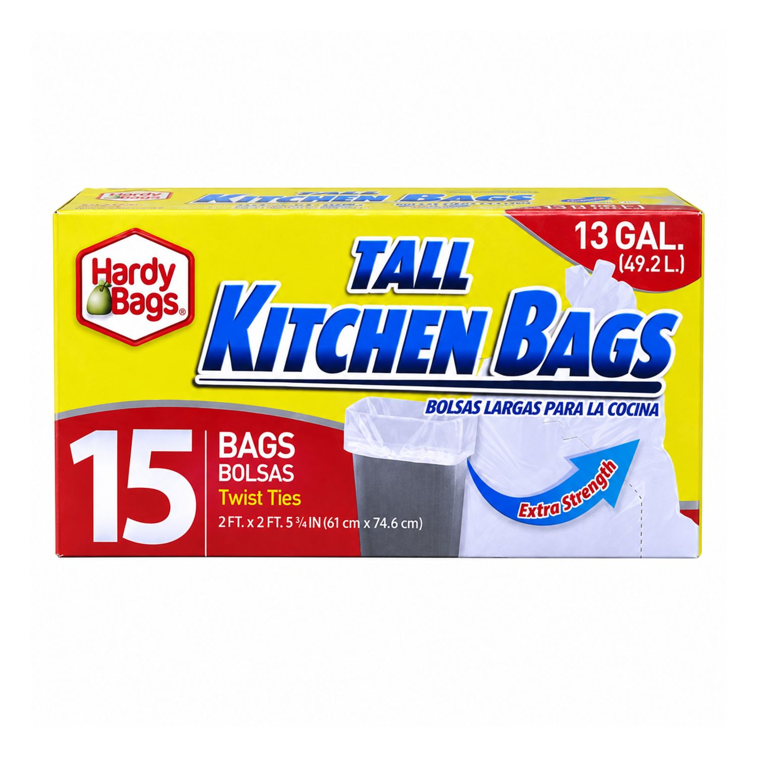 15Ct Hardy Bag 13Gal White Trash Bag {IN00056} (24/cs)