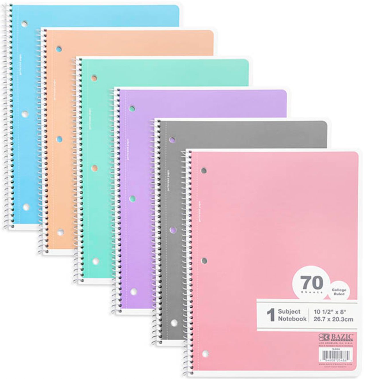 70 Ct. 1-Subject Pastel Spiral Notebook (24/cs)