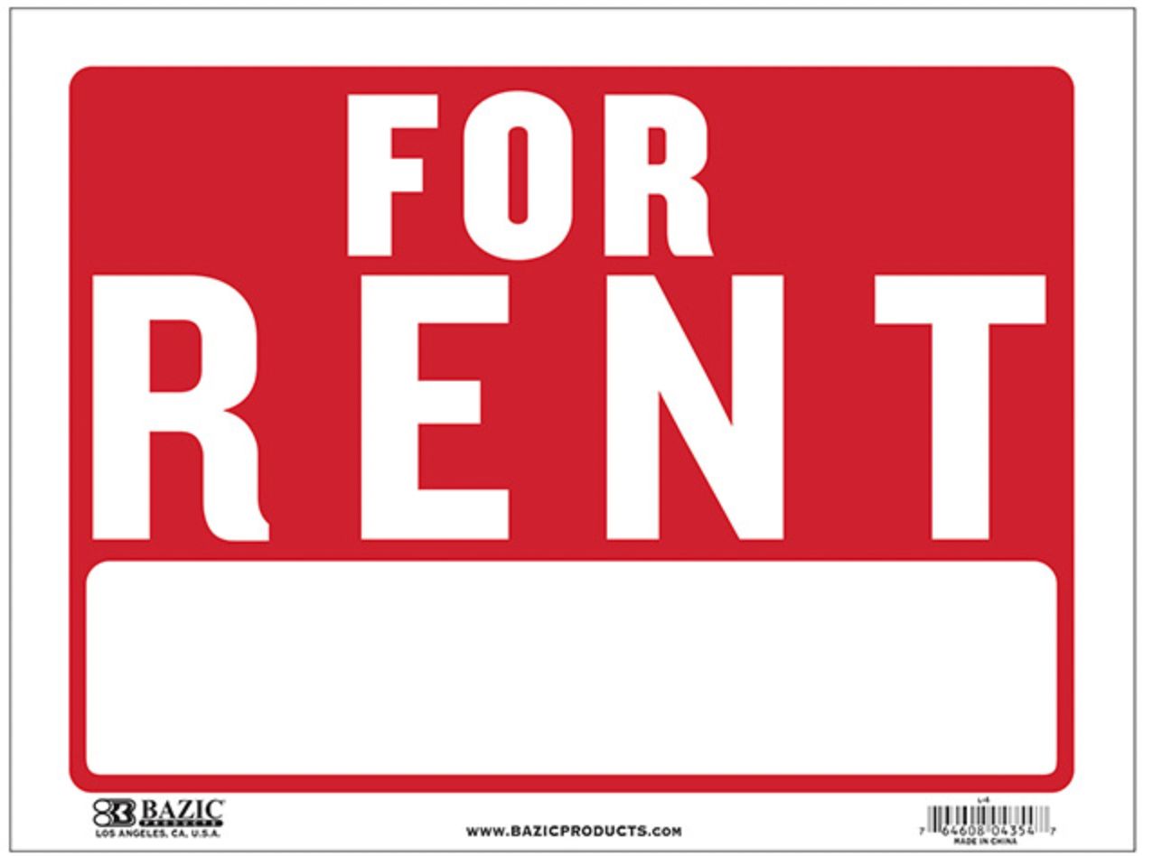 12" X 16" For Rent Sign (24/cs)