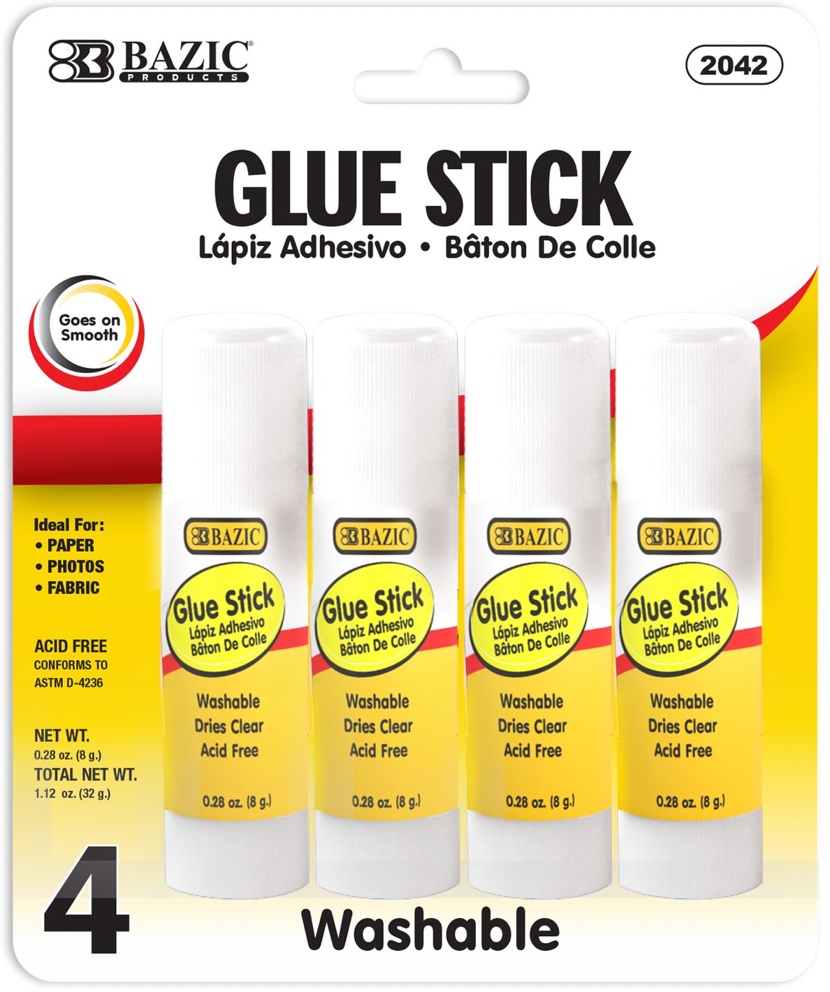 0.28 oz (8g) Glue Stick 4/Pack (24/cs)