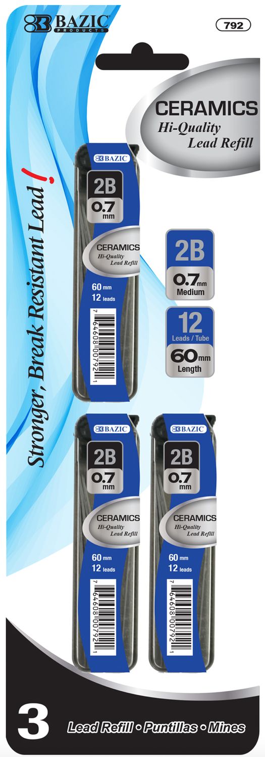 12 Ct. 0.7 mm Ceramics High-Quality Mechanical Pencil Lead 3/Pack (24/cs)
