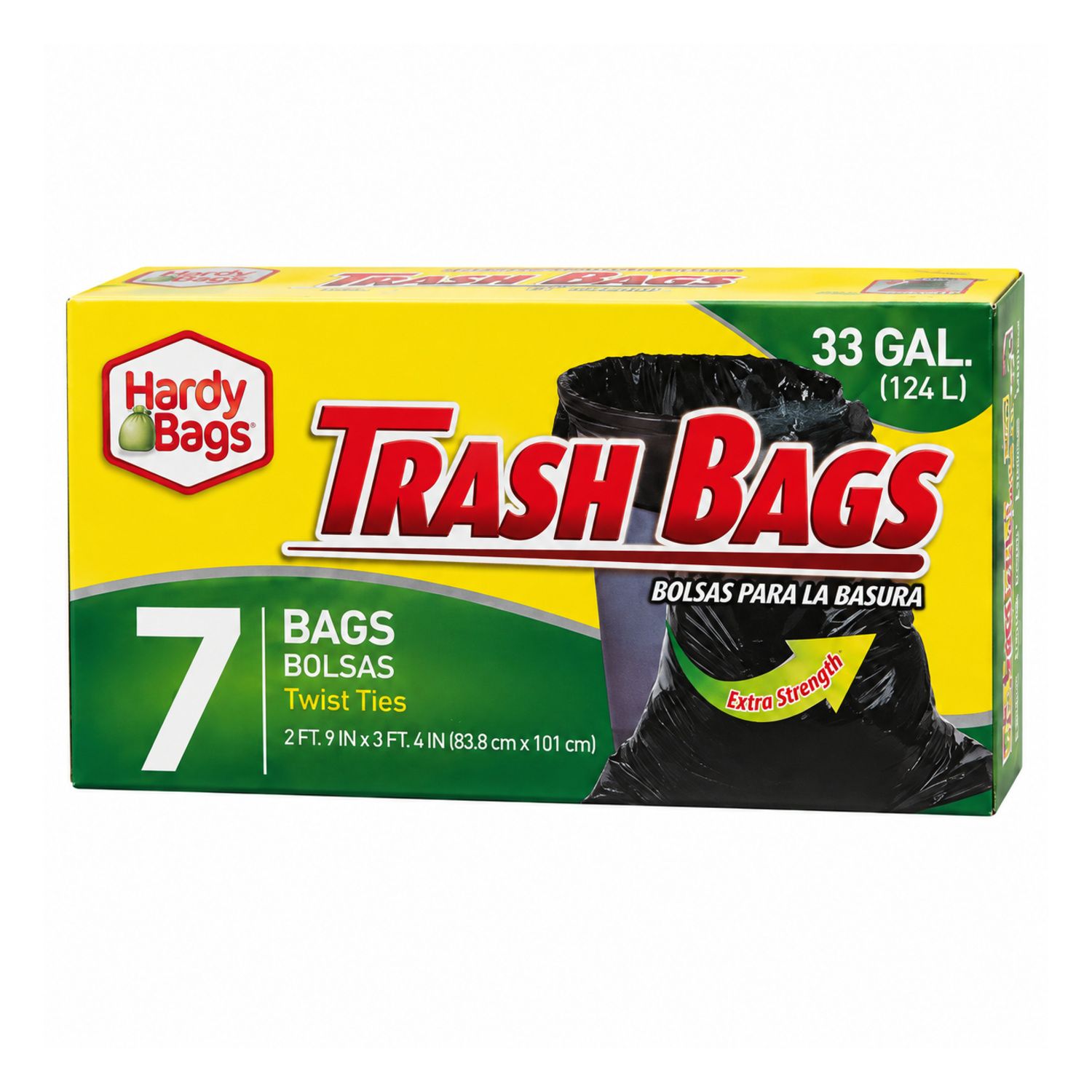7Ct Hardy Bag 33Gal Black Trash Bag {IN00058} (24/cs)
