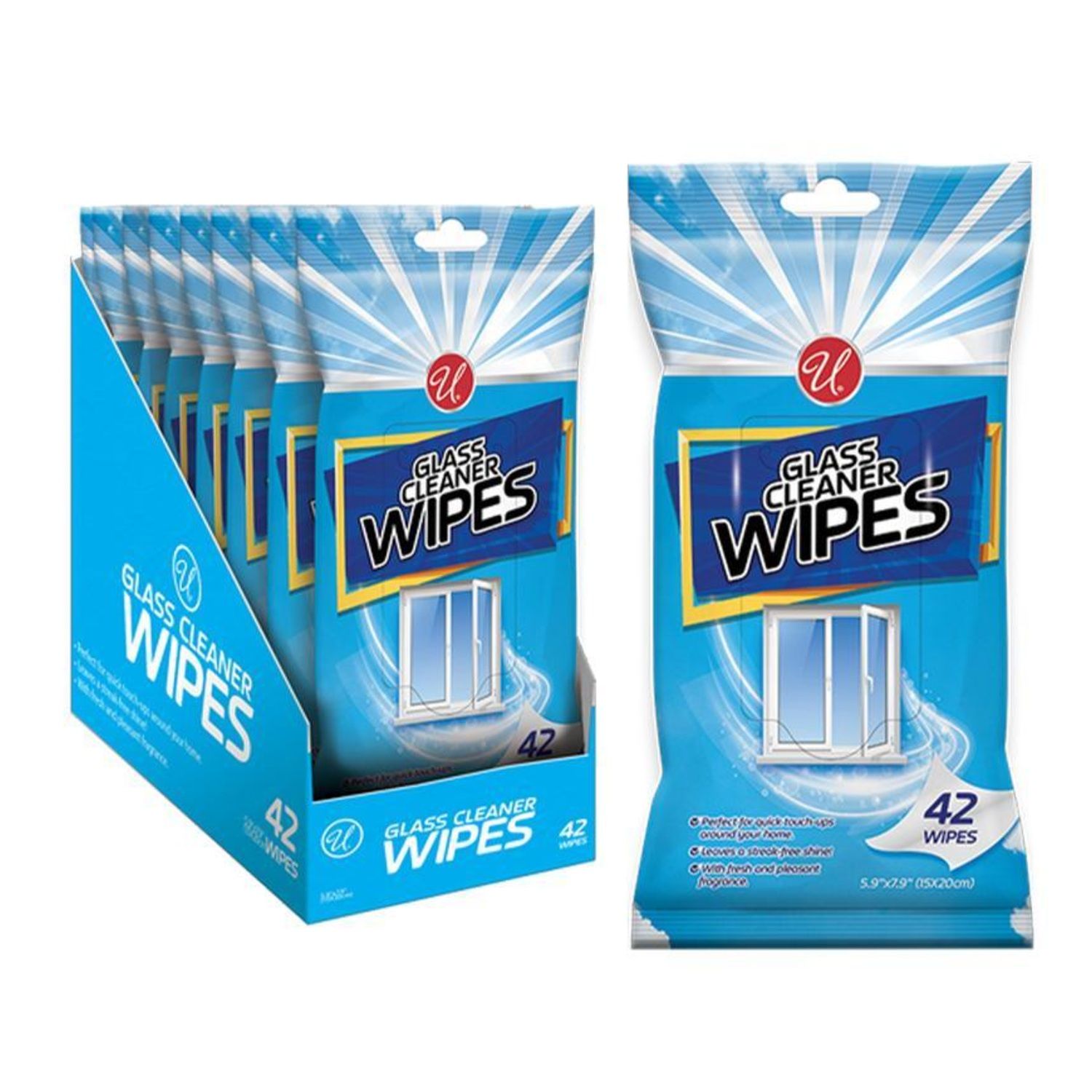 42Ct Glass Cleaner Wipes {55653} (24/cs)