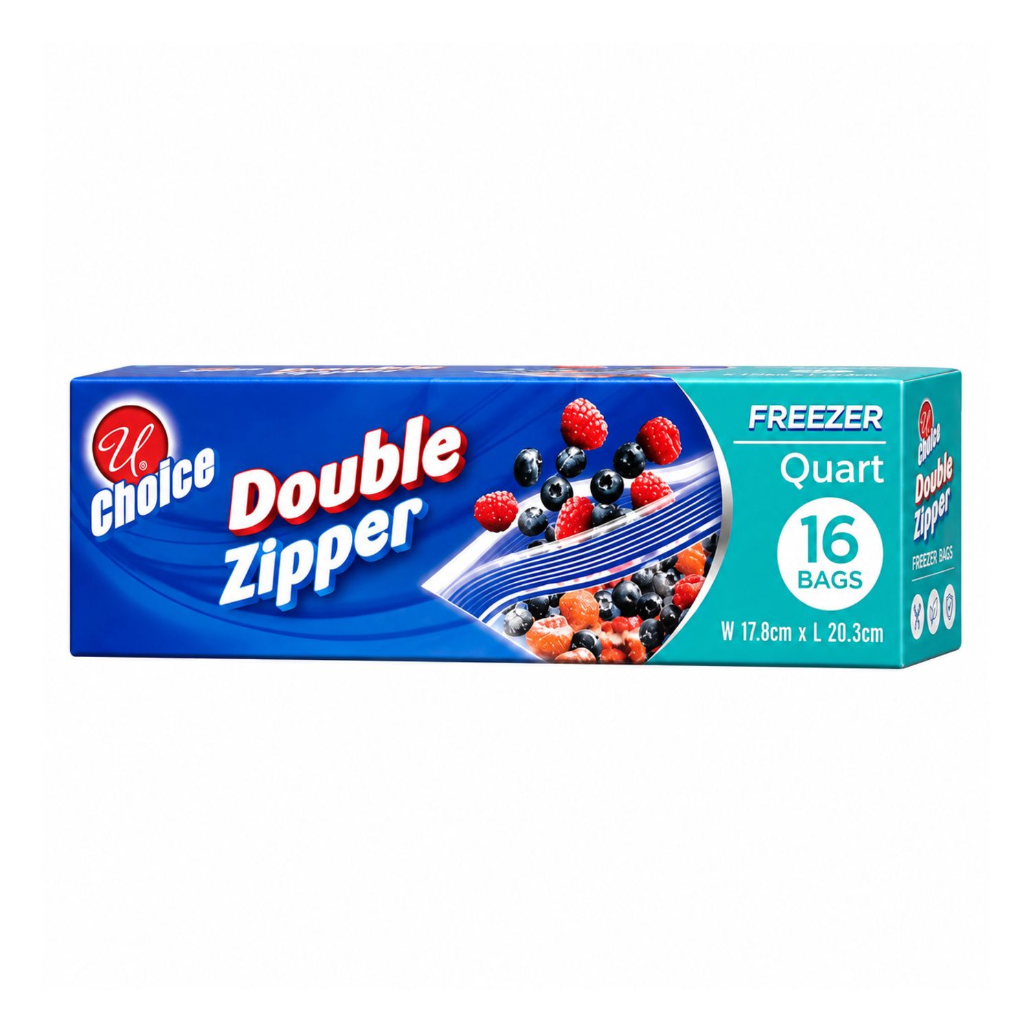 16Ct Double Zip Quart Freezer Bags {CN91211} (24/cs)
