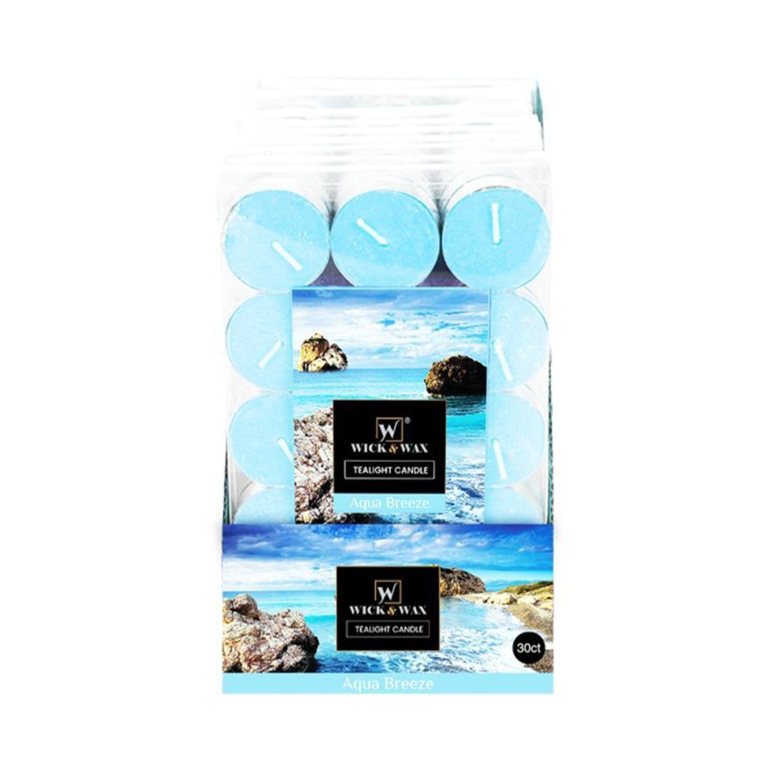 30Ct Tealight Aqua Breeze Pdq {96019} (12/cs)