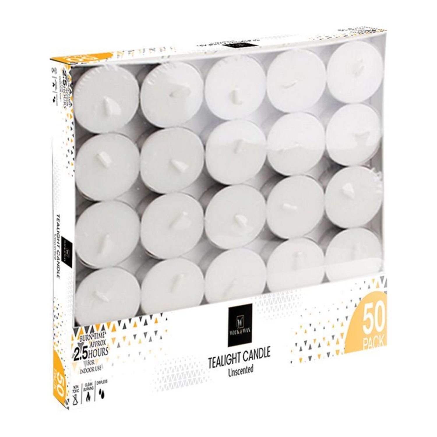 50Ct Tealight Unscented Candle In Box {82763} (24/cs)