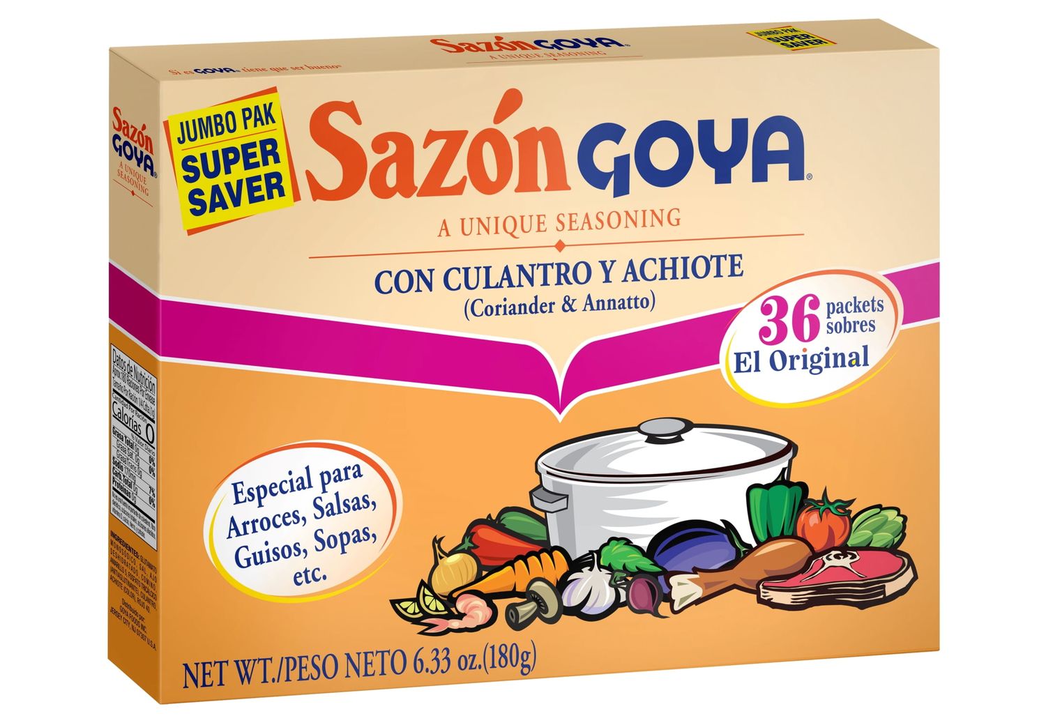 6.33 oz Sazón Goya w/ Coriander and Annatto Jumbo Pack (15/cs)
