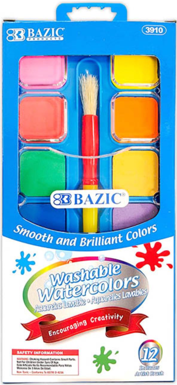 12 Ct. Watercolor w/ Brush &amp; Mixing Palette (24/cs)