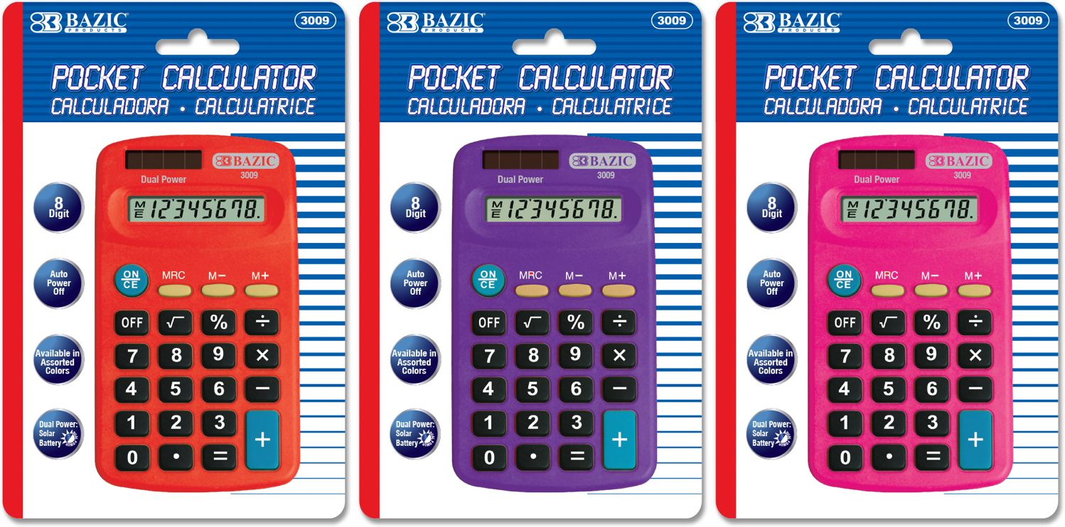 8-Digit Dual Power Pocket Size Calculator (24/cs)