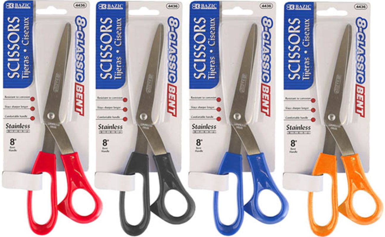 8" Classic Bent Handle Stainless Steel Scissors (24/cs)