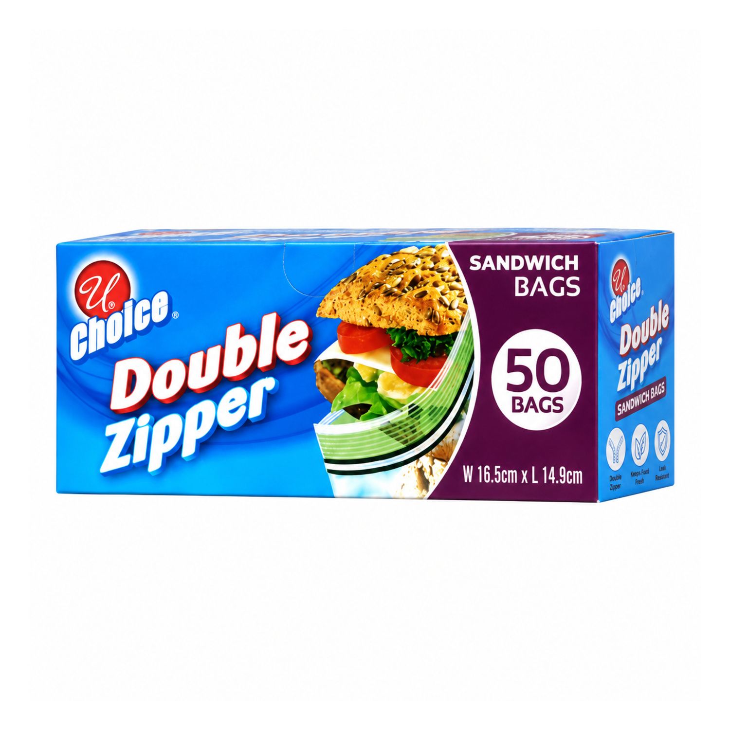 50Ct Double Zip Sandwich Bags {CN91208} (24/cs)