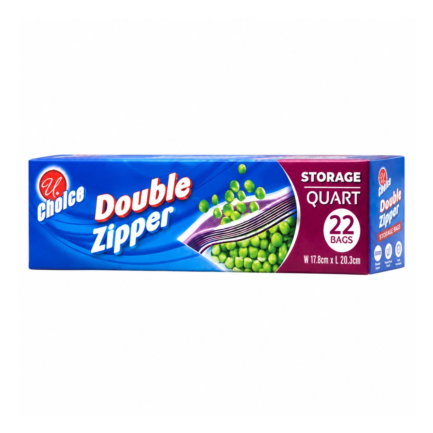 22Ct Double Zip Quart Storage Bags {CN91209} (24/cs)