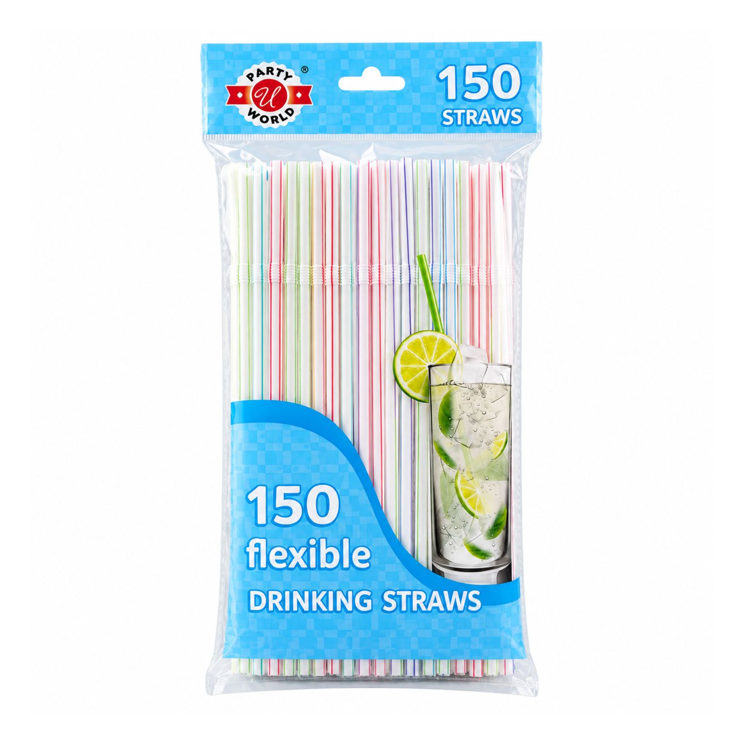 150Ct Color Drinking Straws In Bag {CN91276} (48/cs)