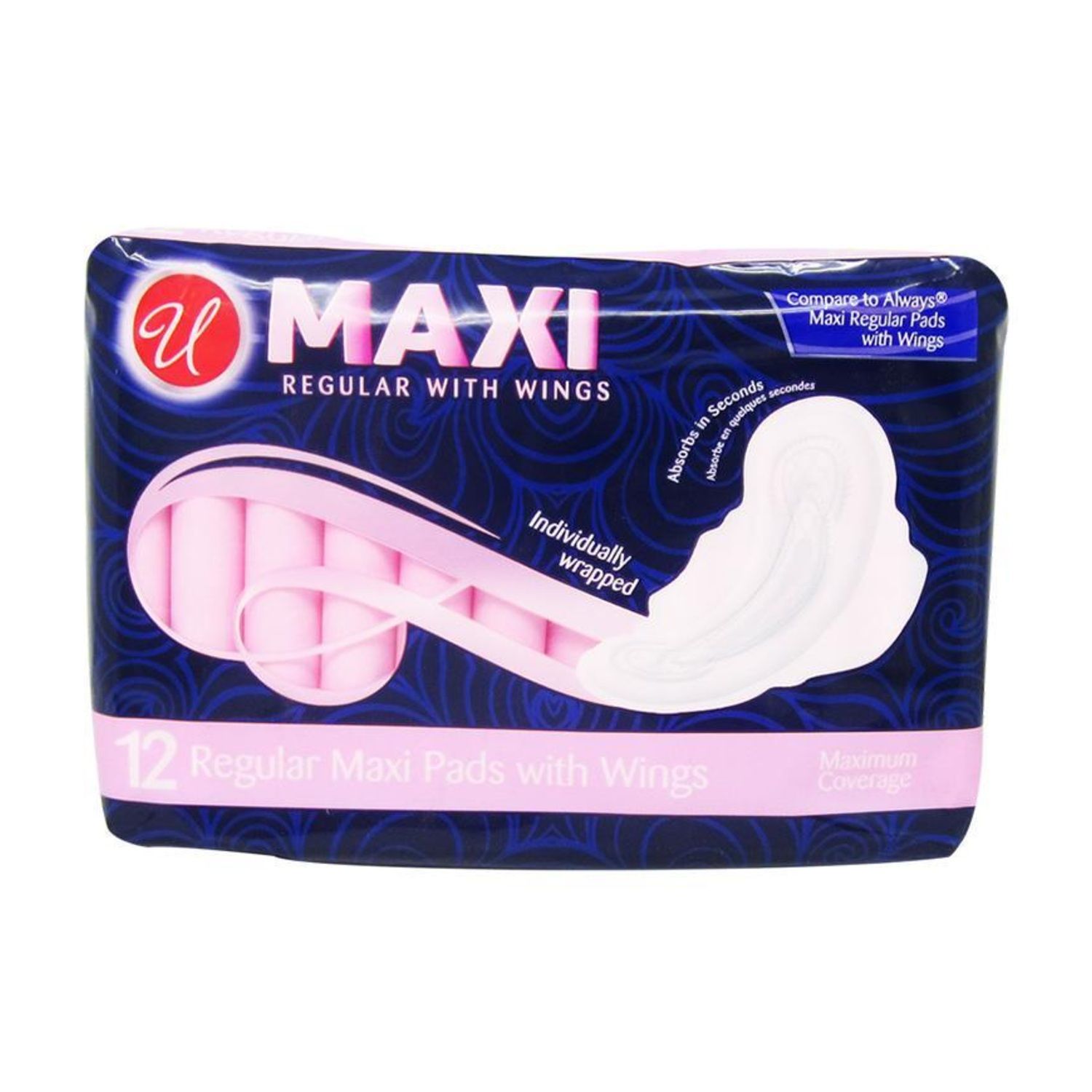 12 Ct Maxi Pad Regular With Wings Ind.Wrapped {82627} (24/cs)