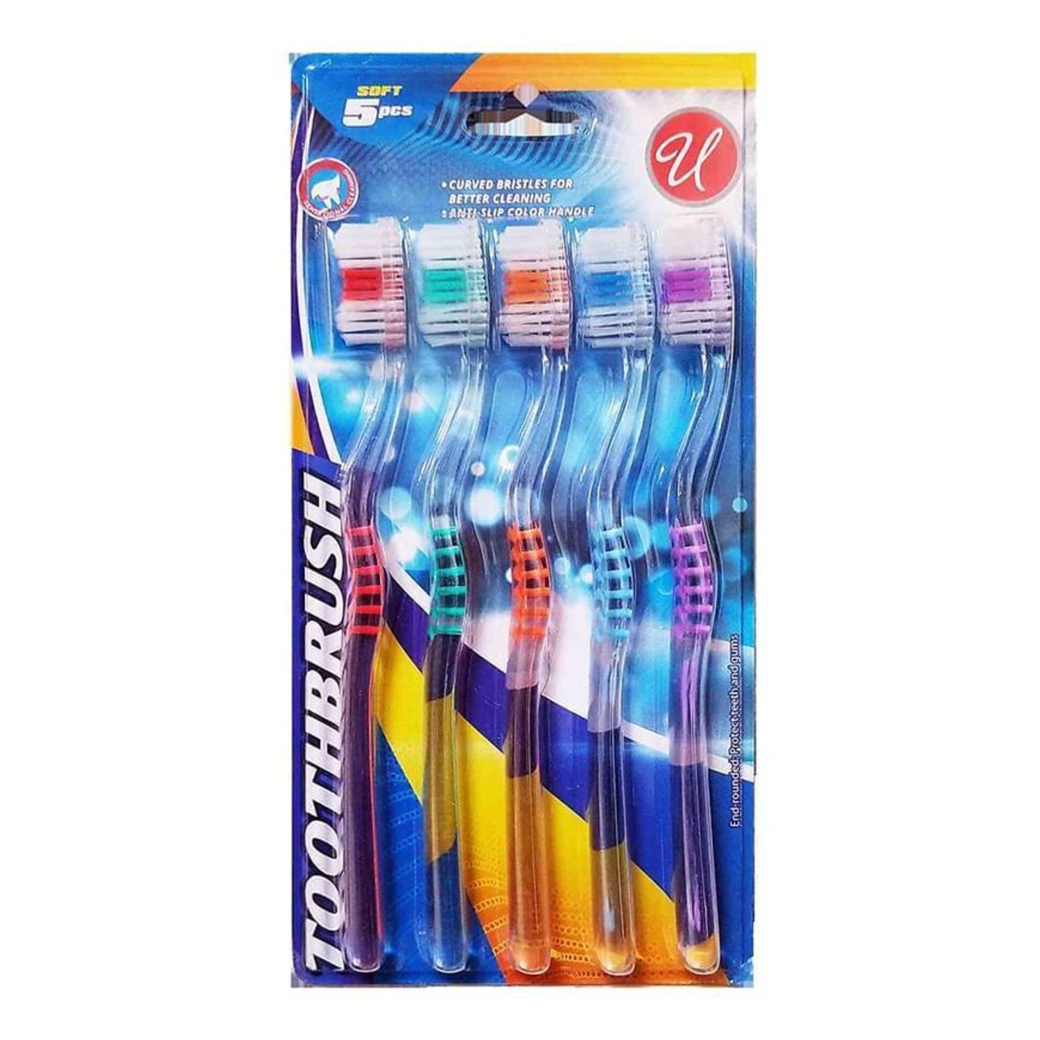 5 Pack Tooth Brush Clear Handle Soft {CN56176} (48/cs)