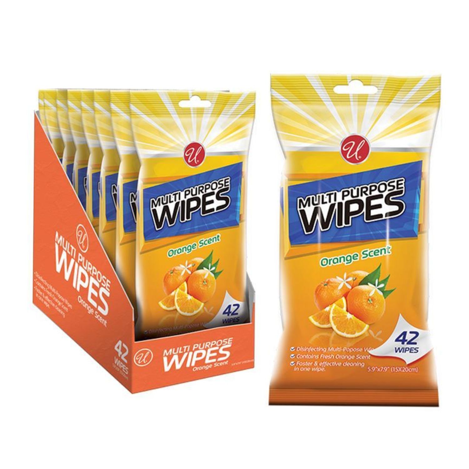 42Ct Orange Multi Purpse Clener Wipes {55650} (24/cs)