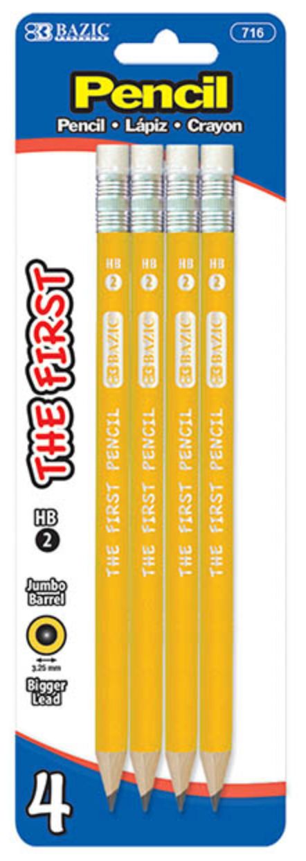 #2 The First Jumbo Premium Yellow Pencil 4/Pack (24/cs)