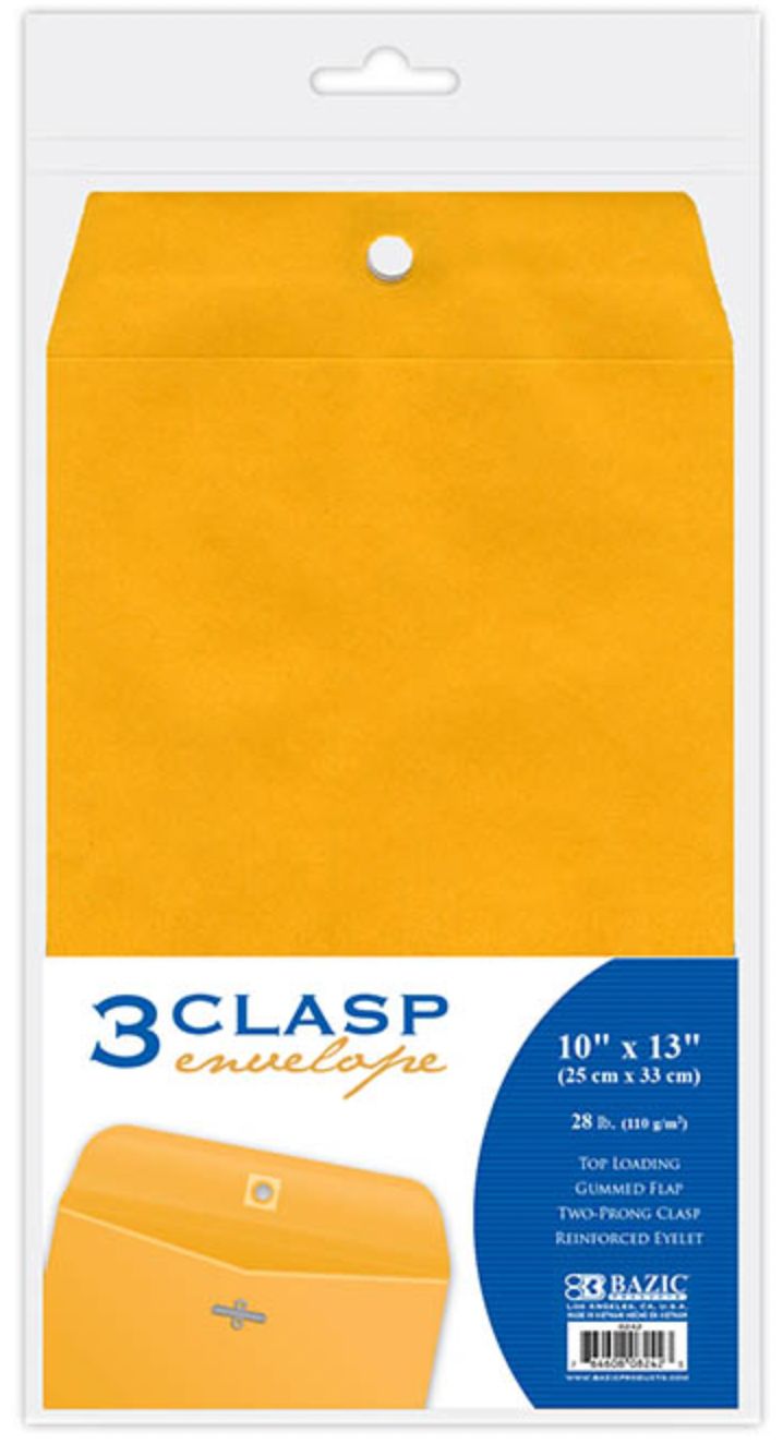 10" X 13" Clasp Envelope 3/Pack (48/cs)