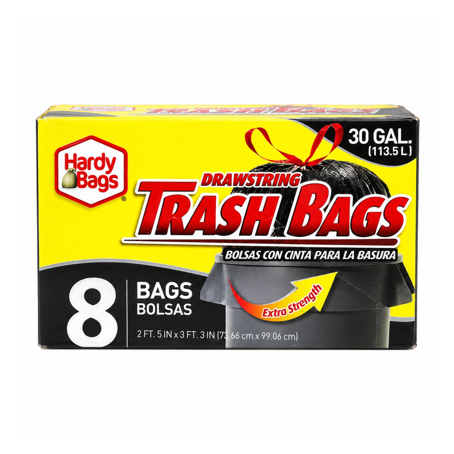 8Ct Hardy Bag30Gal D.S Black Trsh Bag {IN00602} (24/cs)
