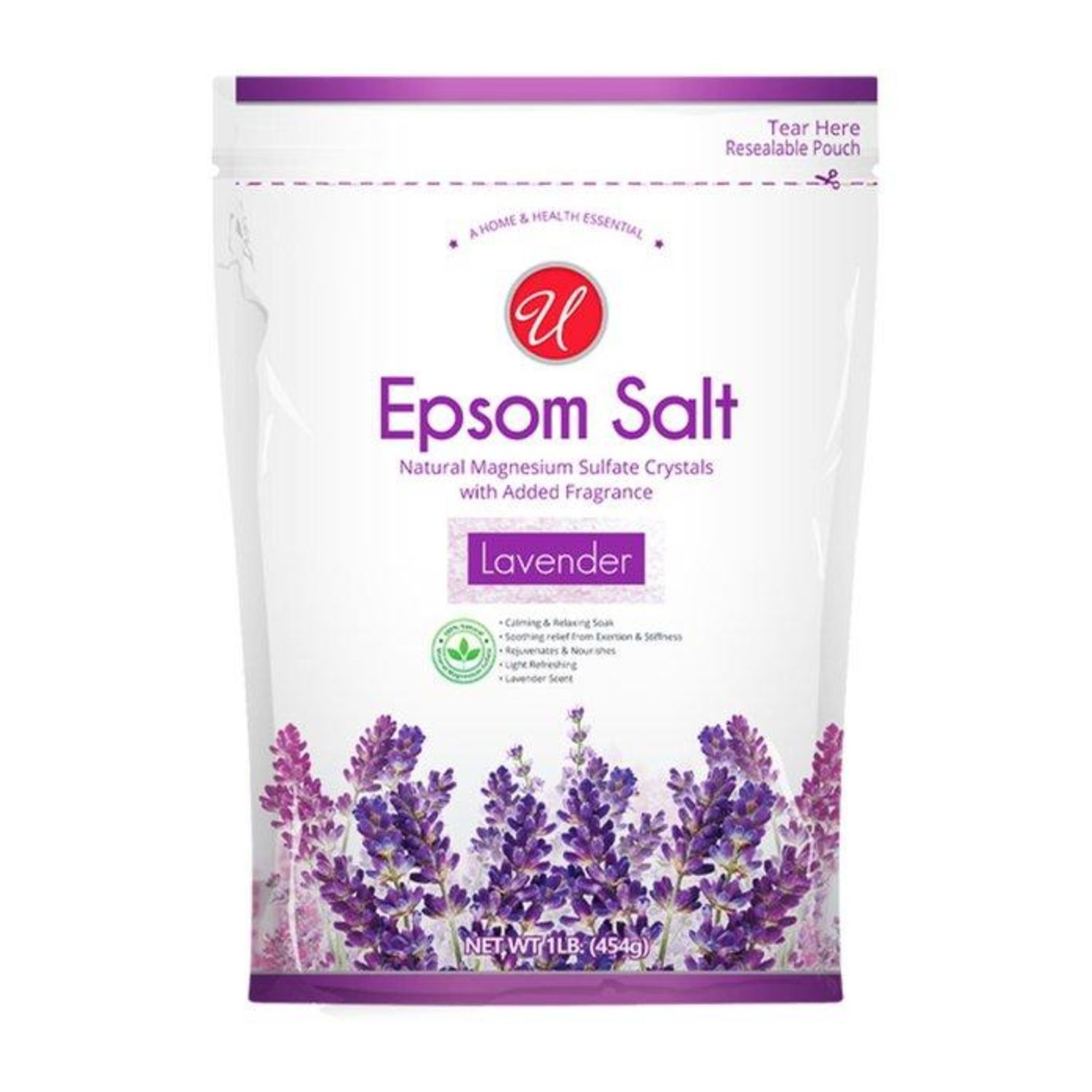 1Lb Epsom Salt Lavender Bag {55912} (12/cs)