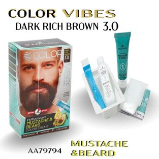 Permanent Mustache &amp; Beard Color Creme - Dark Rich Brown (12/cs)