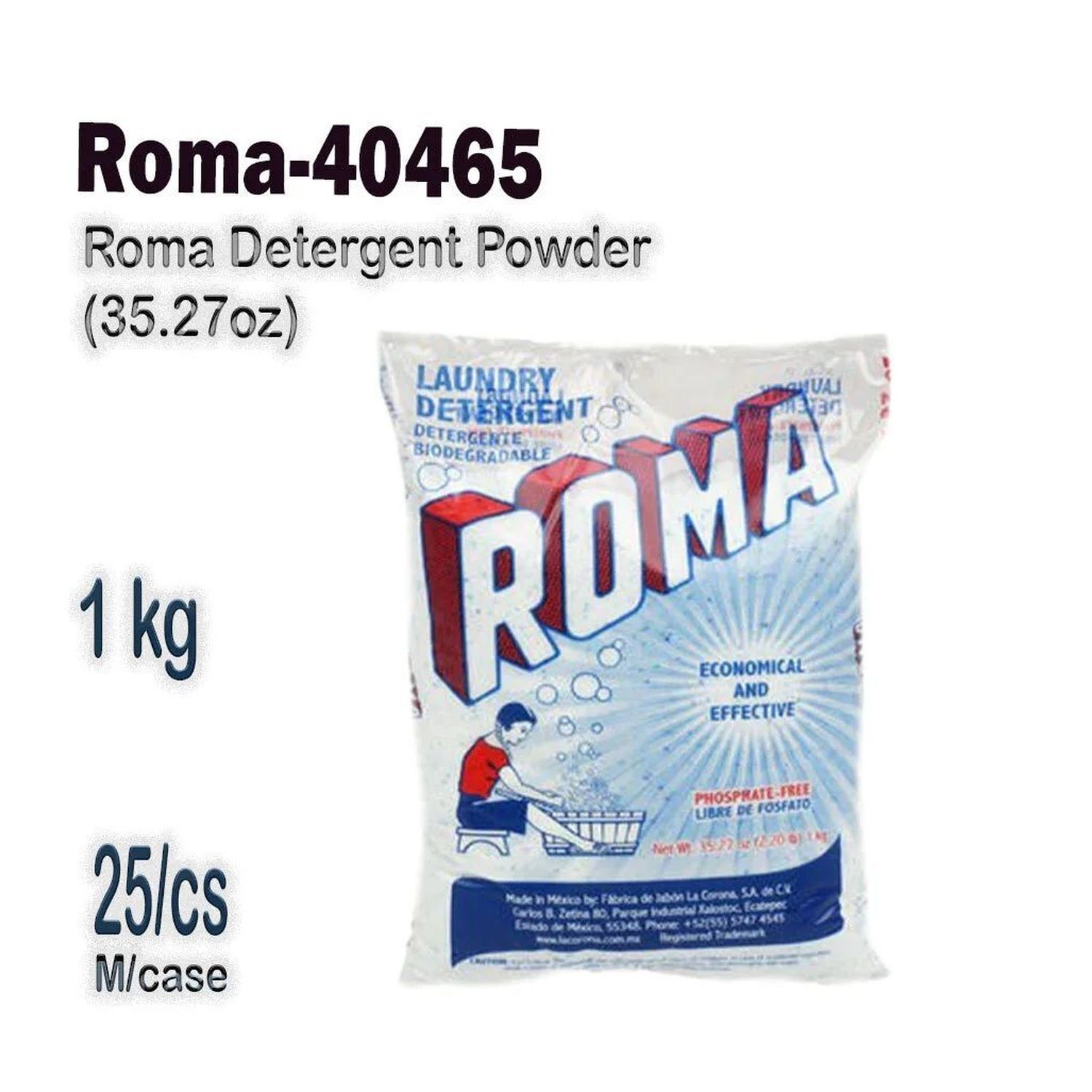 1kg {35.27oz} Roma Detergent Powder (18/cs)