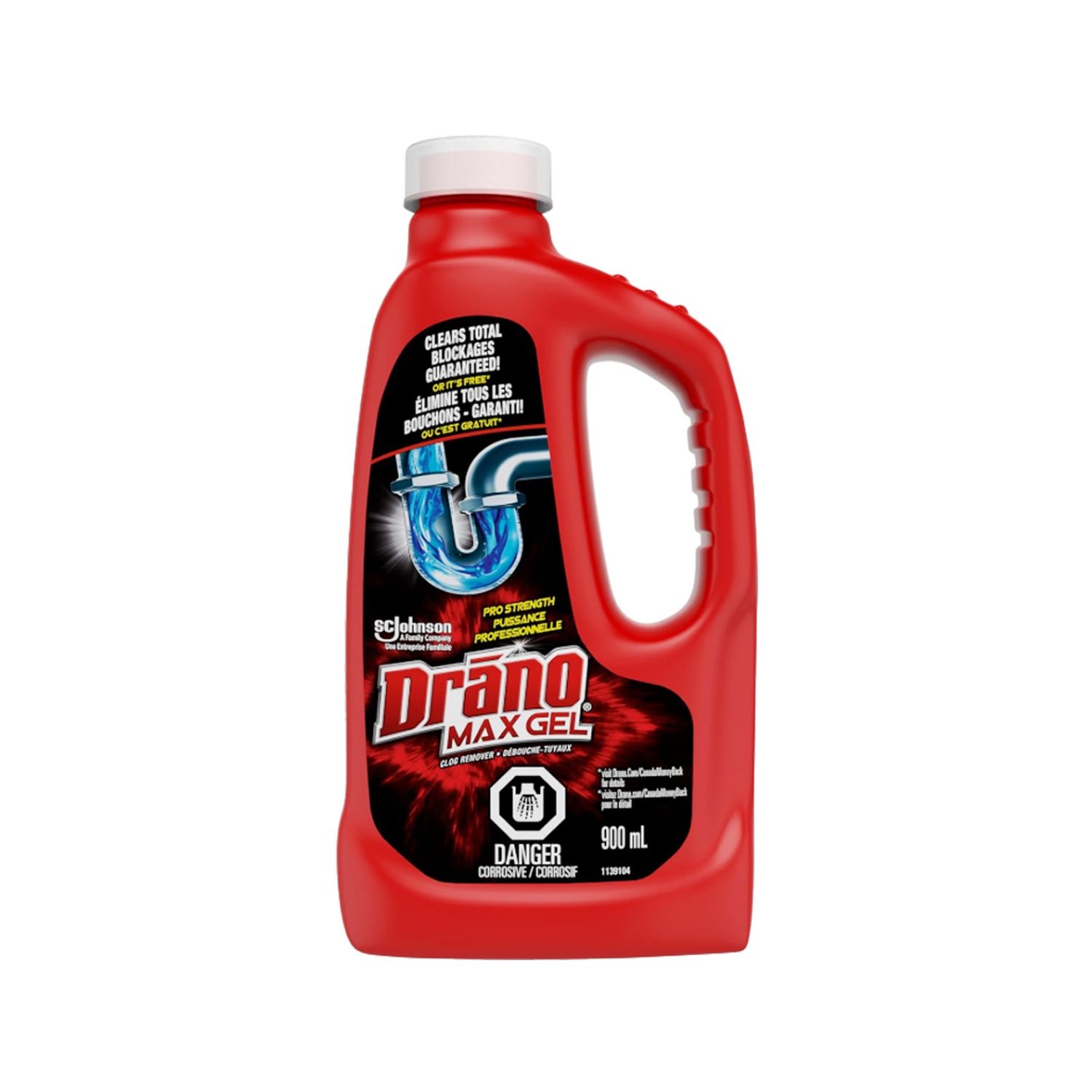 30.4oz {900ml} Drano Max Gel Clog Remover (12/cs) - Envase Rojo