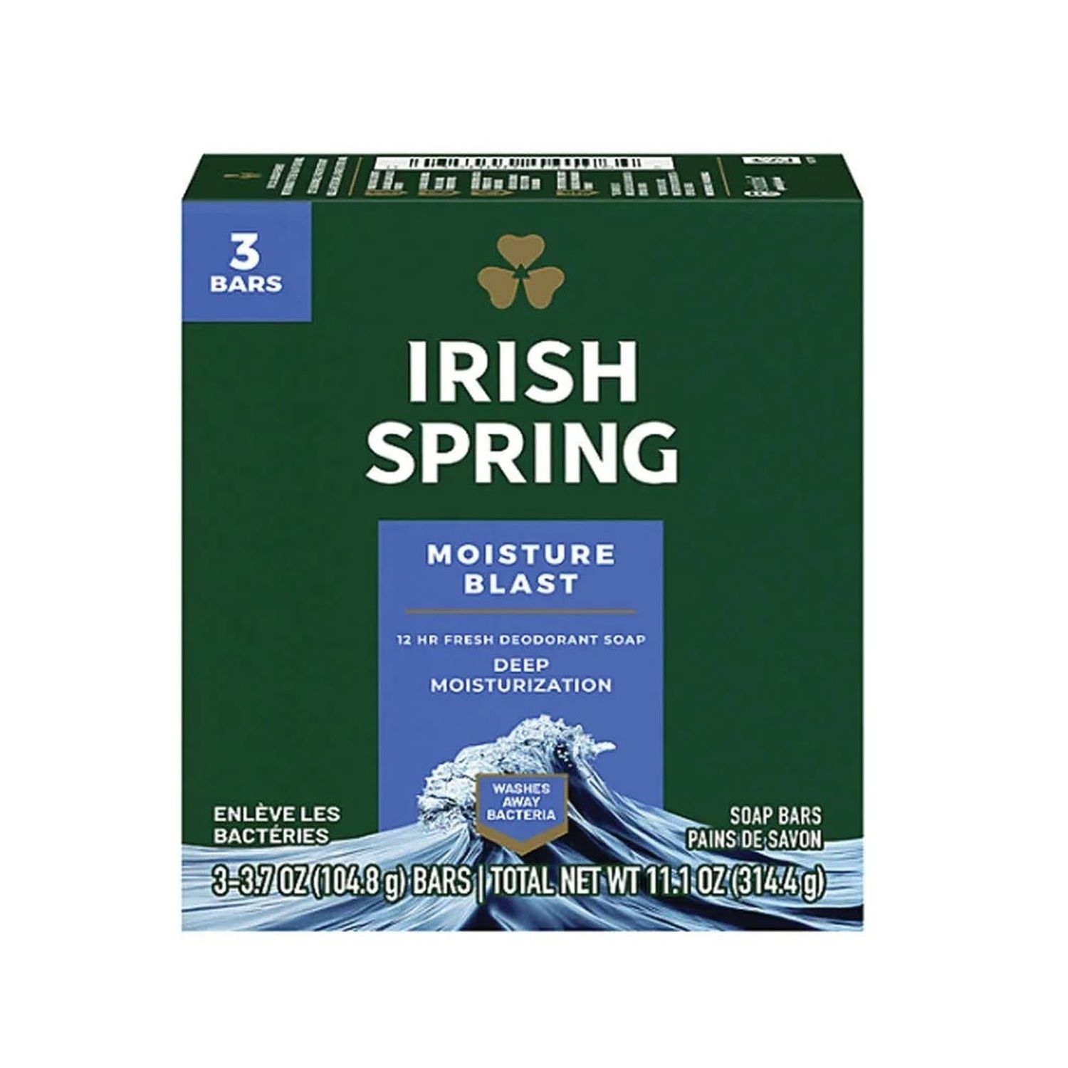 3pk. Irish Spring bar Soap- Moisture Blast (18/cs)