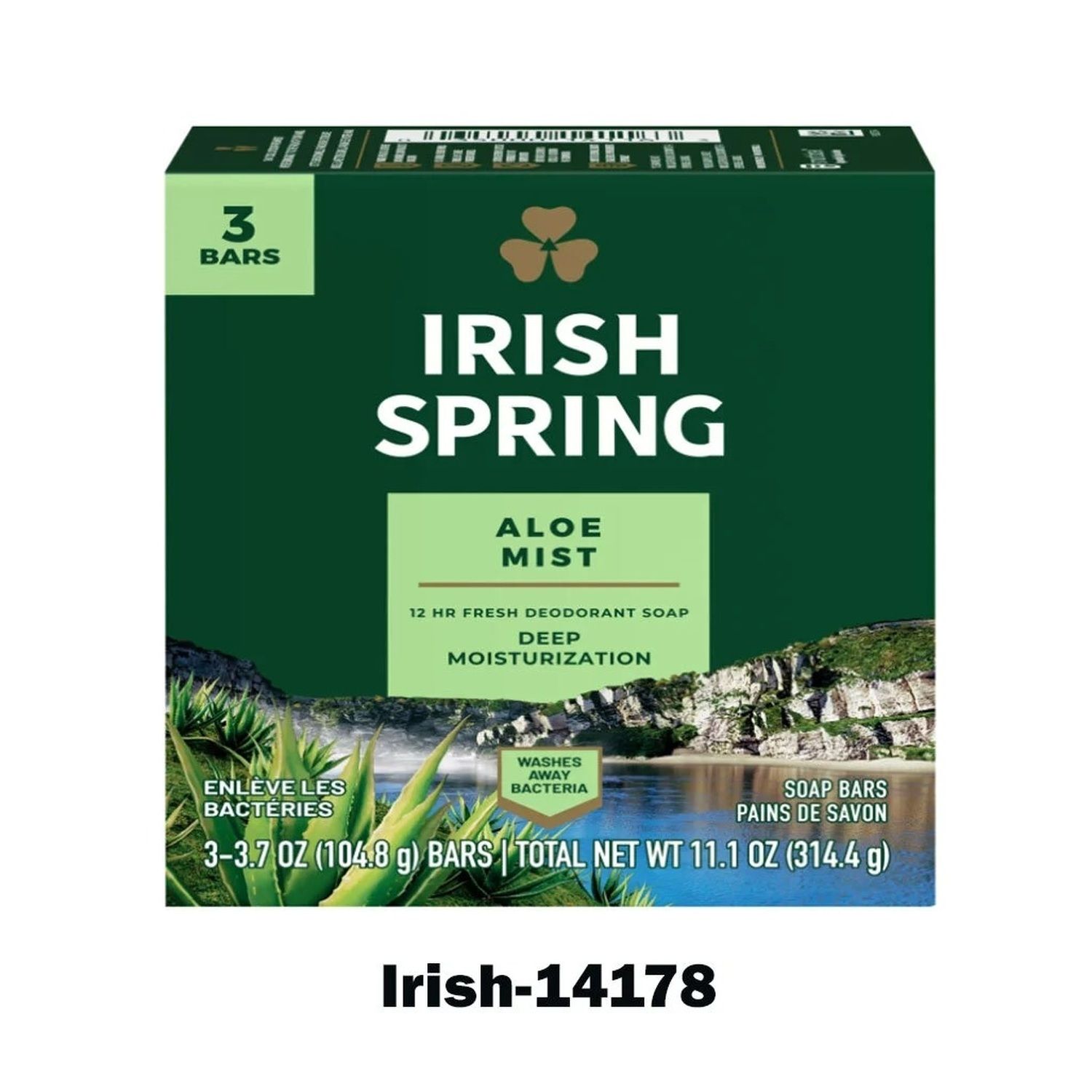 3pk. Irish Spring Bar Soap- Aloe (18/cs) 3pk. Irish Spring Bar Soap- Aloe (18/cs)