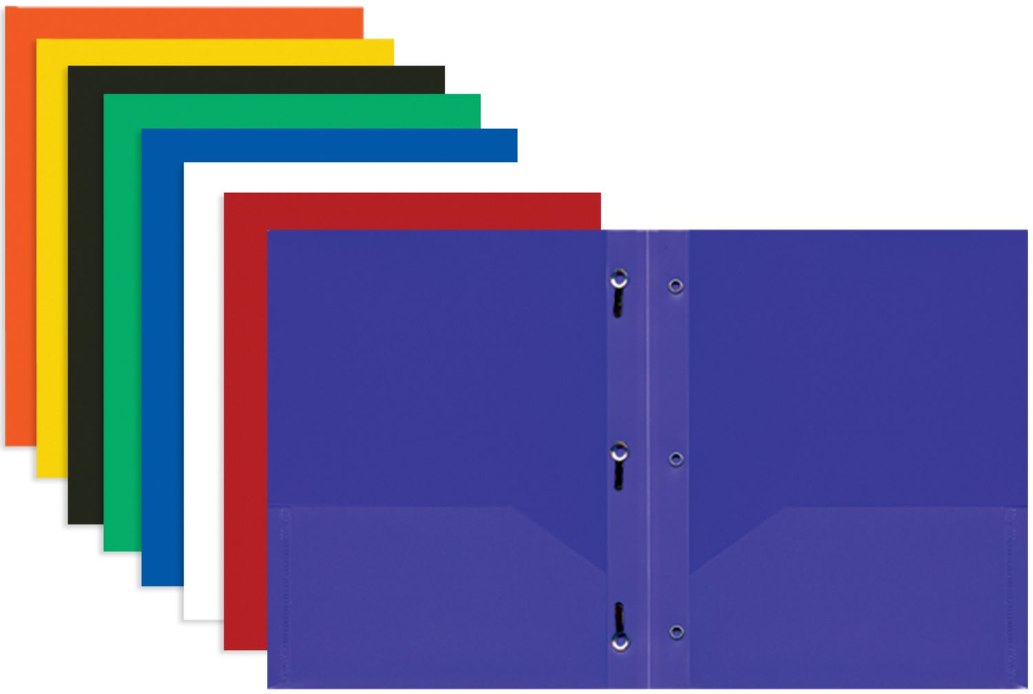 Solid Color 2-Pocket Poly Portfolio w/ 3 Prongs (48/cs)