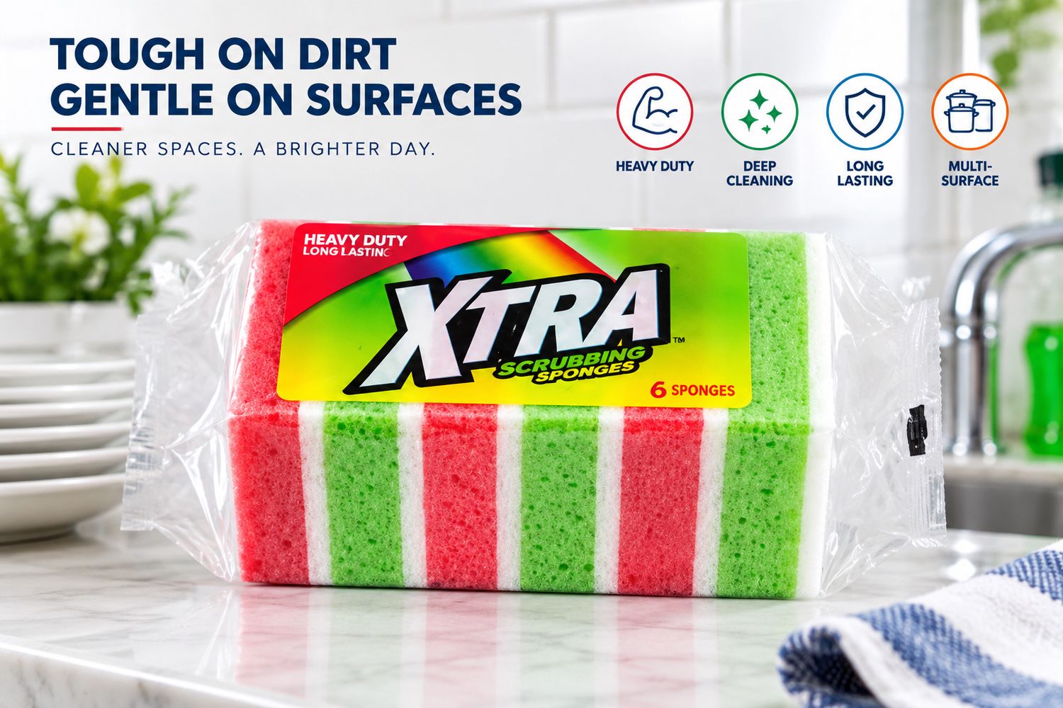 6ct Xtra- Scrubbing Sponges {X00759} (48/cs)