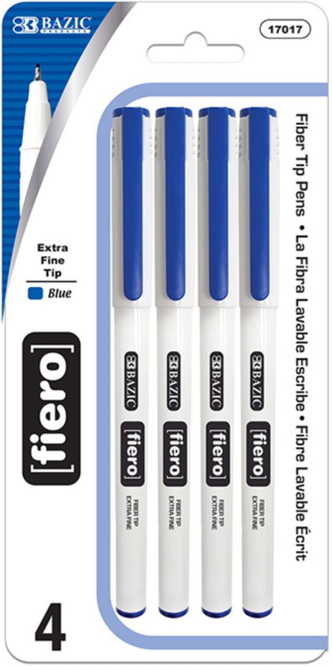 Fiero Blue Fiber Tip Fineliner Pen 4/Pack (24/cs)
