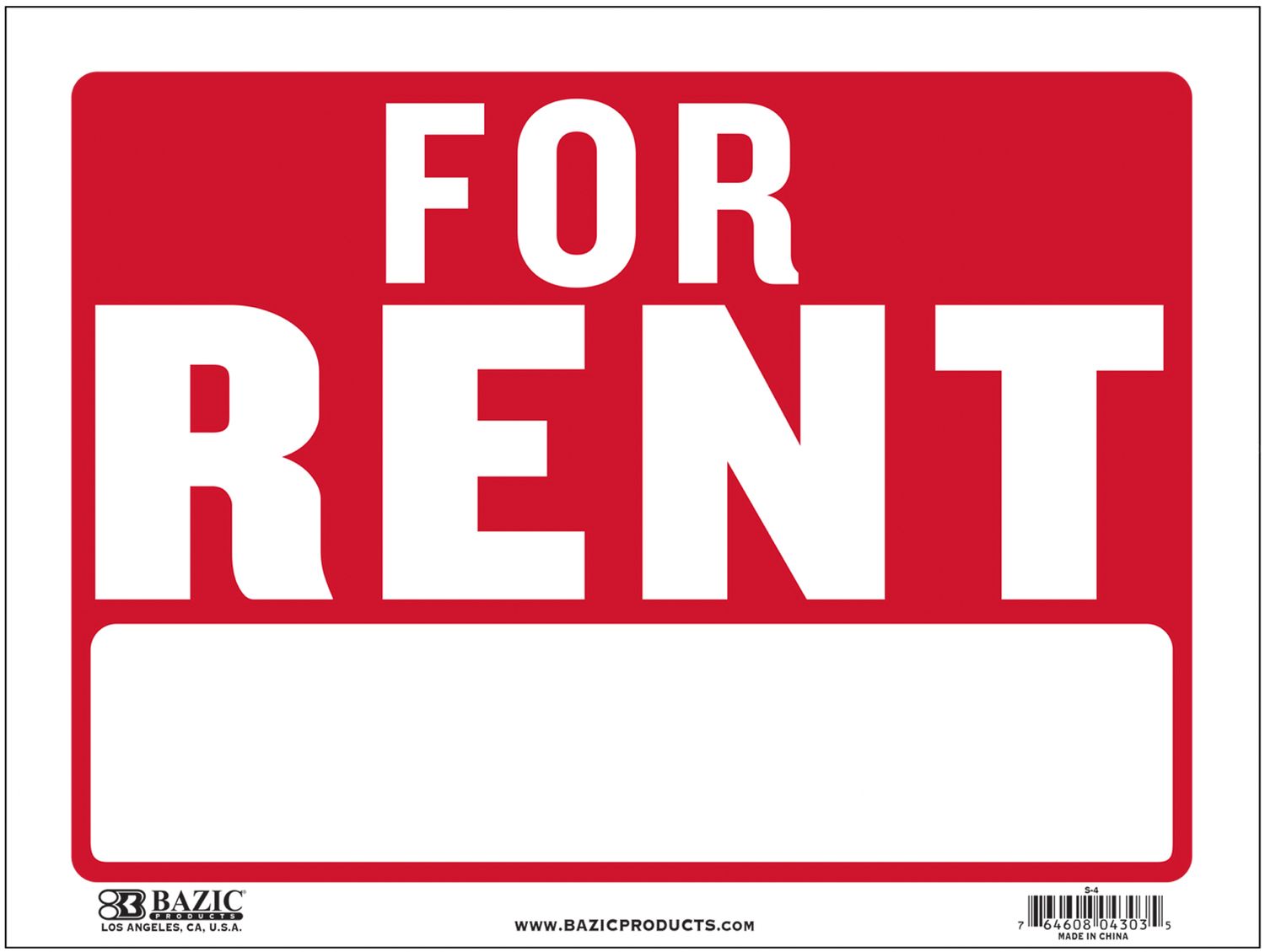 9" X 12" For Rent Sign (24/cs)