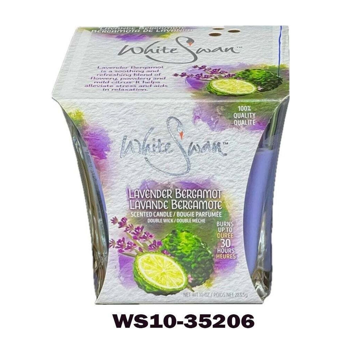 10 Oz White Swan/ Scented Candle/ Lavender Bergamot (6/cs)