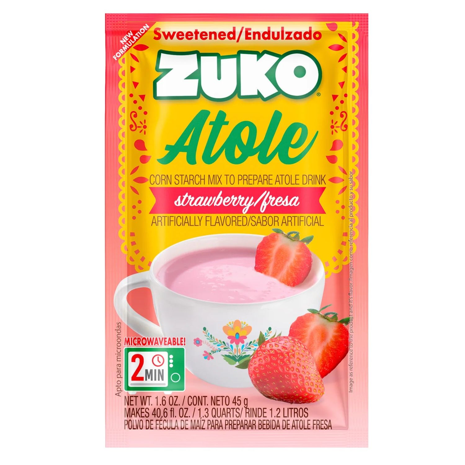 Zuko Atole Strawberry Individual Pack 1.6 Oz