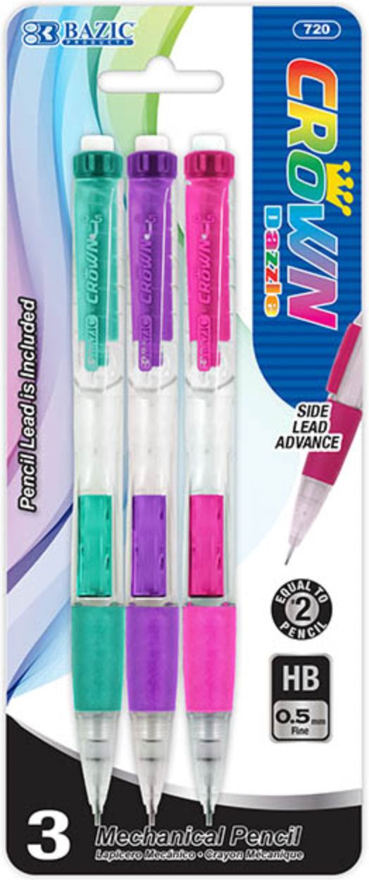 Crown Dazzle 0.5 mm Mechanical Pencil 3/Pack (24/cs)