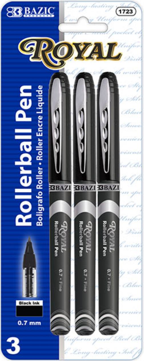 Royal Black Rollerball Pen 3/Pack (24/cs)
