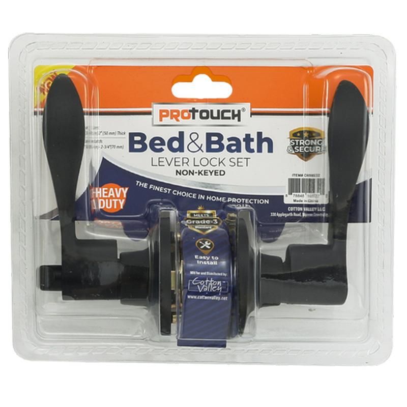 Bed &amp; Bath Non-Keyed Lever Handle With Locking (Black)