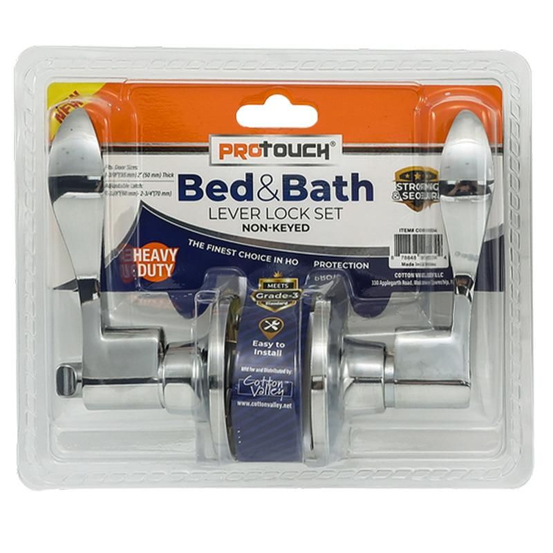 Bed &amp; Bath Non-Keyed Lever Handle With Locking (Chrome)