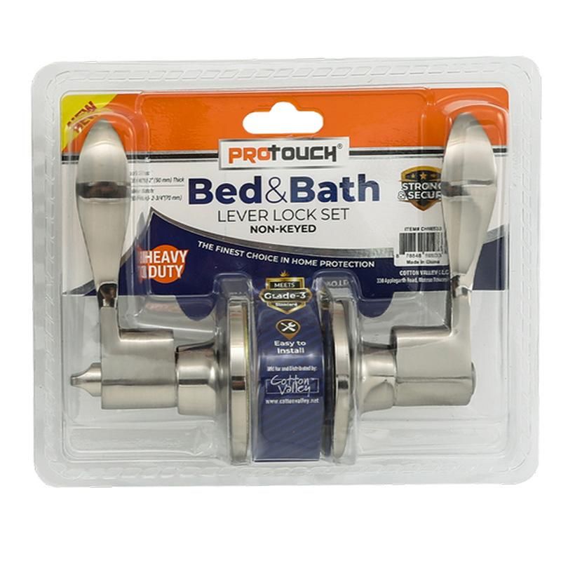 Bed &amp; Bath Non-Keyed Lever Handle With Locking (Satin Nickel) {CH10533} (12/cs)