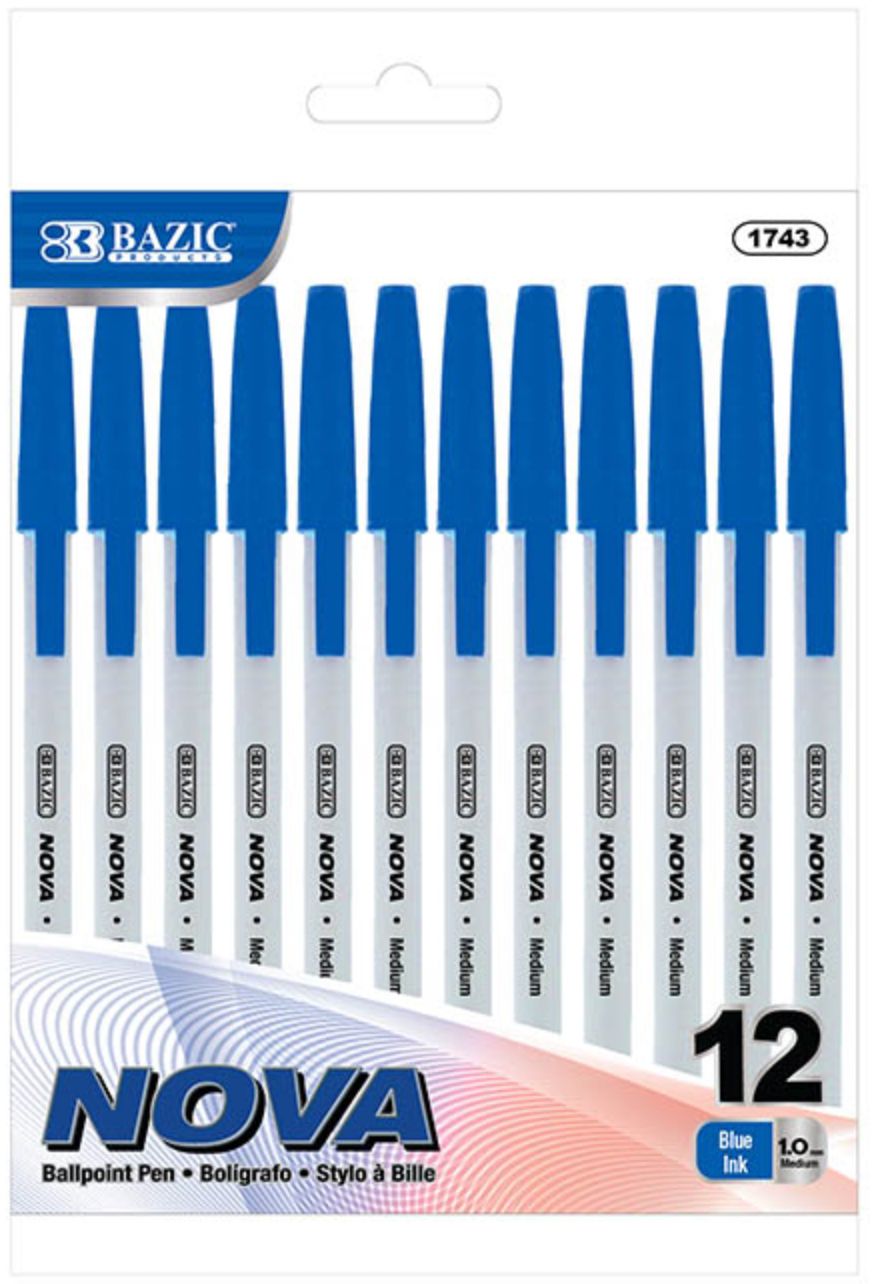 Nova Blue Color Stick Pen 12/Pack (24/cs)